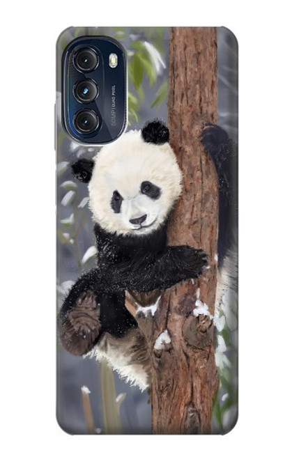 W3793 Cute Baby Panda Snow Painting Hülle Schutzhülle Taschen und Leder Flip für Motorola Moto G (2022)