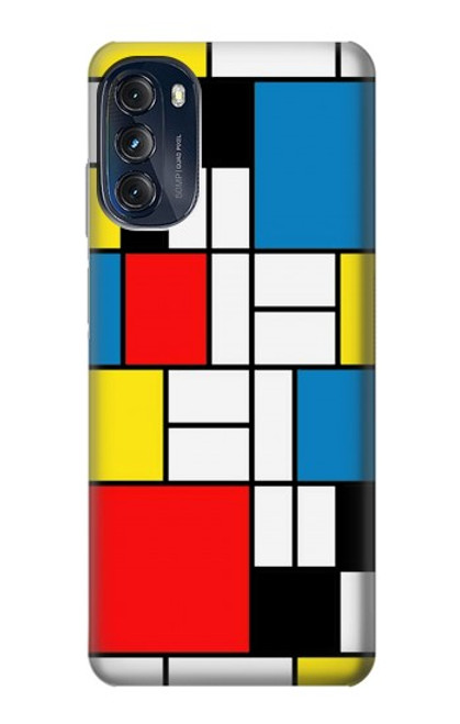 W3814 Piet Mondrian Line Art Composition Hülle Schutzhülle Taschen und Leder Flip für Motorola Moto G (2022)