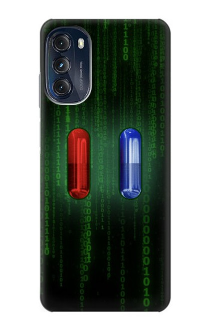 W3816 Red Pill Blue Pill Capsule Hülle Schutzhülle Taschen und Leder Flip für Motorola Moto G (2022)