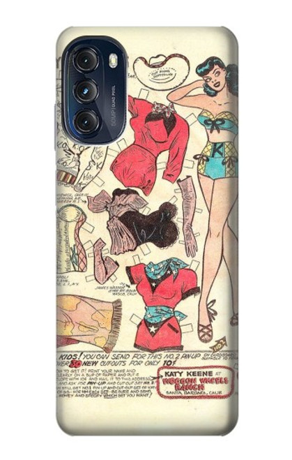 W3820 Vintage Cowgirl Fashion Paper Doll Hülle Schutzhülle Taschen und Leder Flip für Motorola Moto G (2022)