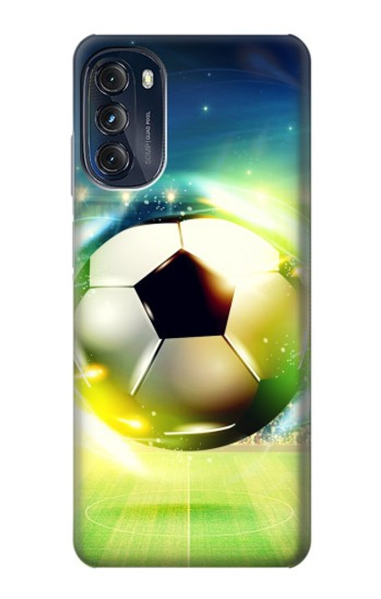W3844 Glowing Football Soccer Ball Hülle Schutzhülle Taschen und Leder Flip für Motorola Moto G (2022)