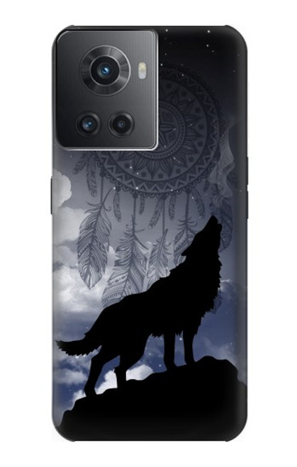 W3011 Dream Catcher Wolf Howling Hülle Schutzhülle Taschen und Leder Flip für OnePlus Ace