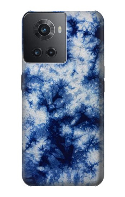 W3439 Fabric Indigo Tie Dye Hülle Schutzhülle Taschen und Leder Flip für OnePlus Ace