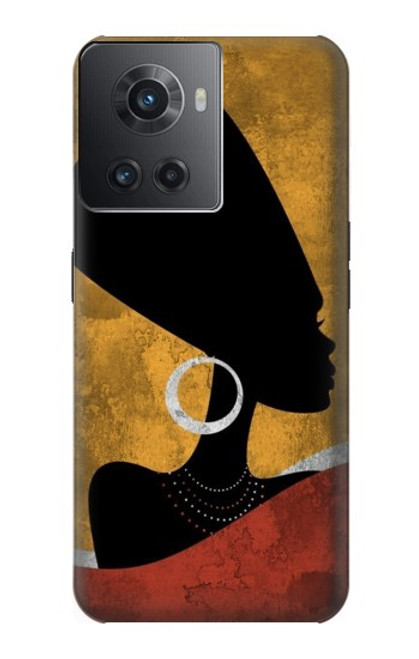 W3453 African Queen Nefertiti Silhouette Hülle Schutzhülle Taschen und Leder Flip für OnePlus Ace