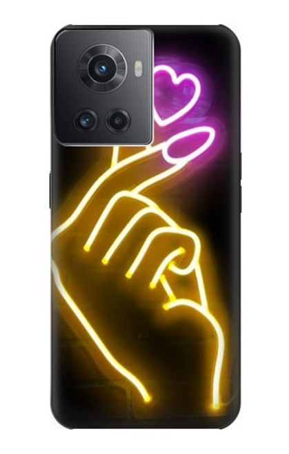 W3512 Cute Mini Heart Neon Graphic Hülle Schutzhülle Taschen und Leder Flip für OnePlus Ace