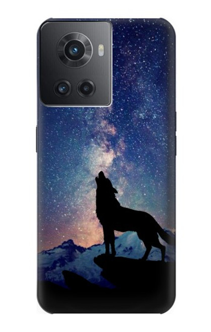 W3555 Wolf Howling Million Star Hülle Schutzhülle Taschen und Leder Flip für OnePlus Ace