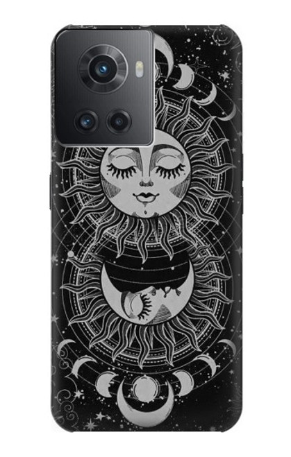 W3854 Mystical Sun Face Crescent Moon Hülle Schutzhülle Taschen und Leder Flip für OnePlus Ace