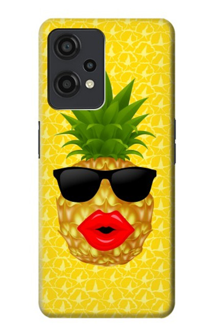 W2443 Funny Pineapple Sunglasses Kiss Hülle Schutzhülle Taschen und Leder Flip für OnePlus Nord CE 2 Lite 5G