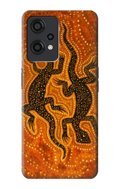 W2901 Lizard Aboriginal Art Hülle Schutzhülle Taschen und Leder Flip für OnePlus Nord CE 2 Lite 5G