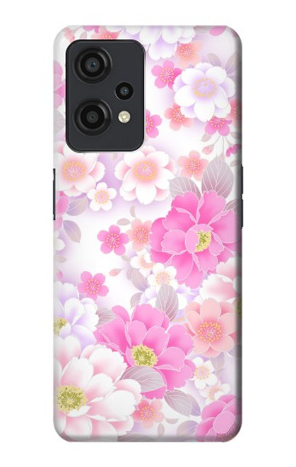 W3036 Pink Sweet Flower Flora Hülle Schutzhülle Taschen und Leder Flip für OnePlus Nord CE 2 Lite 5G