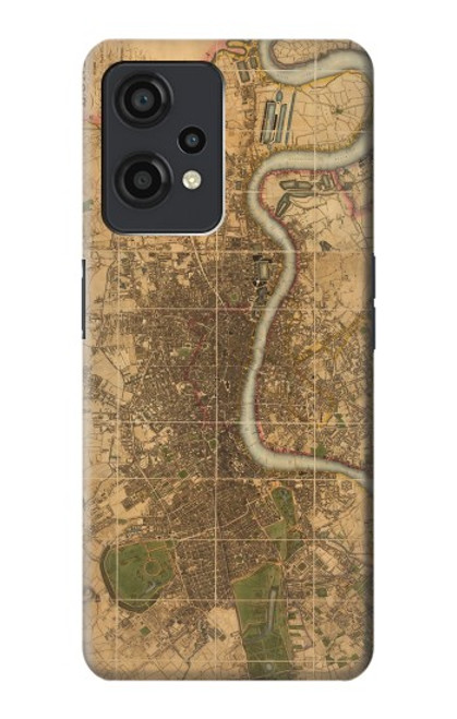 W3230 Vintage Map of London Hülle Schutzhülle Taschen und Leder Flip für OnePlus Nord CE 2 Lite 5G