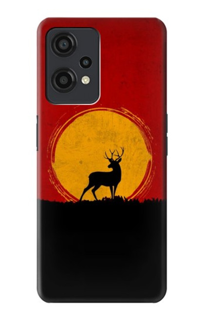 W3513 Deer Sunset Hülle Schutzhülle Taschen und Leder Flip für OnePlus Nord CE 2 Lite 5G