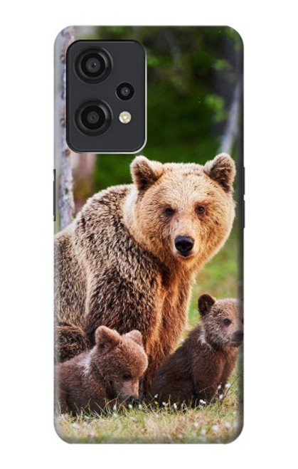 W3558 Bear Family Hülle Schutzhülle Taschen und Leder Flip für OnePlus Nord CE 2 Lite 5G