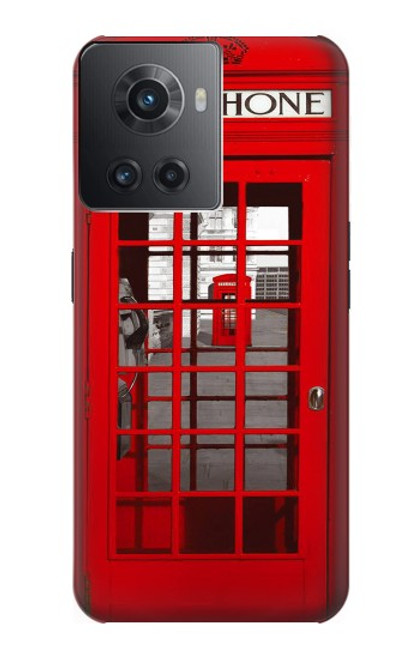 W0058 British Red Telephone Box Hülle Schutzhülle Taschen und Leder Flip für OnePlus 10R