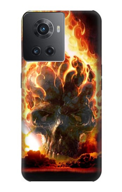 W0863 Hell Fire Skull Hülle Schutzhülle Taschen und Leder Flip für OnePlus 10R