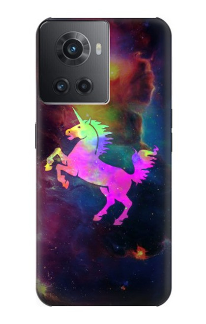 W2486 Rainbow Unicorn Nebula Space Hülle Schutzhülle Taschen und Leder Flip für OnePlus 10R