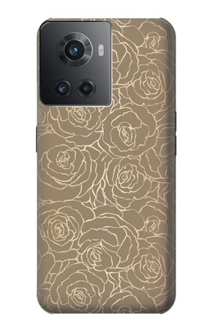 W3466 Gold Rose Pattern Hülle Schutzhülle Taschen und Leder Flip für OnePlus 10R