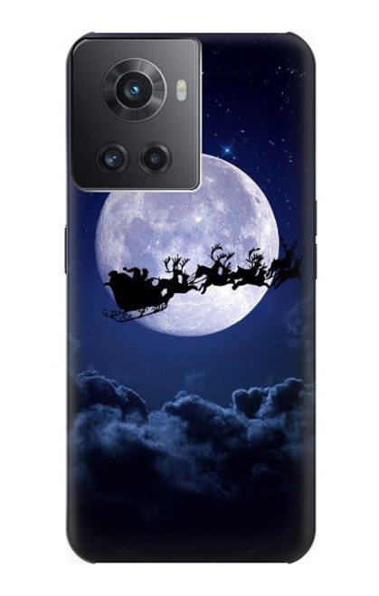 W3508 Xmas Santa Moon Hülle Schutzhülle Taschen und Leder Flip für OnePlus 10R