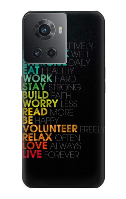 W3523 Think Positive Words Quotes Hülle Schutzhülle Taschen und Leder Flip für OnePlus 10R