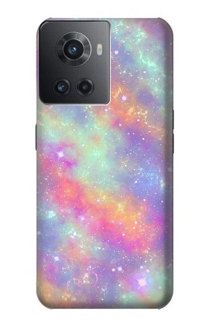 W3706 Pastel Rainbow Galaxy Pink Sky Hülle Schutzhülle Taschen und Leder Flip für OnePlus 10R