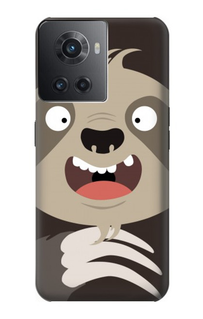 W3855 Sloth Face Cartoon Hülle Schutzhülle Taschen und Leder Flip für OnePlus 10R