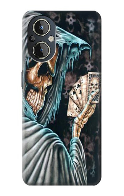 W0748 Grim Reaper Death Poker Hülle Schutzhülle Taschen und Leder Flip für OnePlus Nord N20 5G