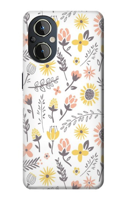 W2354 Pastel Flowers Pattern Hülle Schutzhülle Taschen und Leder Flip für OnePlus Nord N20 5G