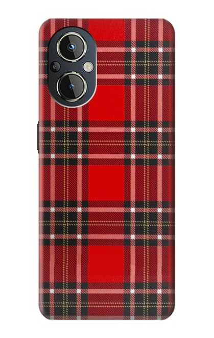 W2374 Tartan Red Pattern Hülle Schutzhülle Taschen und Leder Flip für OnePlus Nord N20 5G