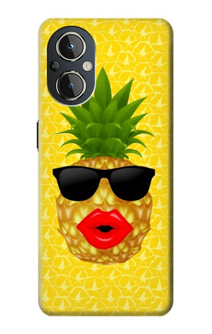 W2443 Funny Pineapple Sunglasses Kiss Hülle Schutzhülle Taschen und Leder Flip für OnePlus Nord N20 5G