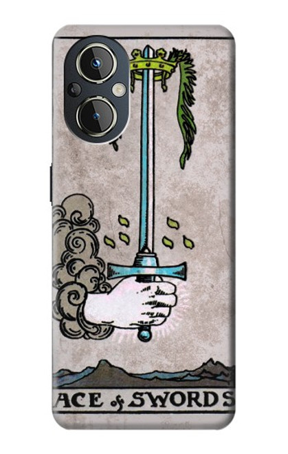 W2482 Tarot Card Ace of Swords Hülle Schutzhülle Taschen und Leder Flip für OnePlus Nord N20 5G