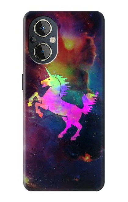 W2486 Rainbow Unicorn Nebula Space Hülle Schutzhülle Taschen und Leder Flip für OnePlus Nord N20 5G