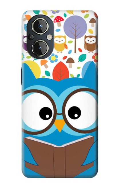 W2521 Cute Nerd Owl Cartoon Hülle Schutzhülle Taschen und Leder Flip für OnePlus Nord N20 5G