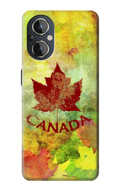 W2523 Canada Autumn Maple Leaf Hülle Schutzhülle Taschen und Leder Flip für OnePlus Nord N20 5G