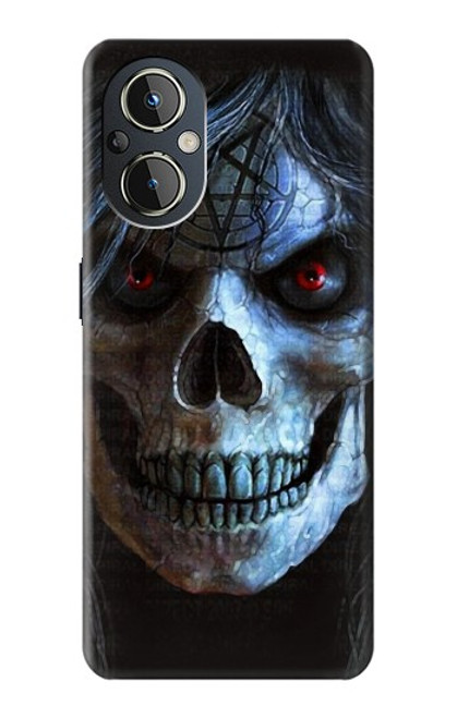 W2585 Evil Death Skull Pentagram Hülle Schutzhülle Taschen und Leder Flip für OnePlus Nord N20 5G