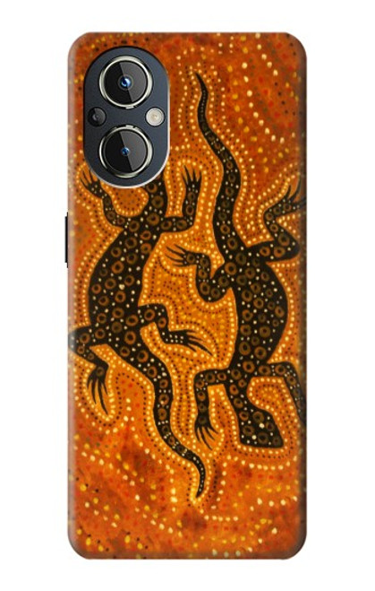 W2901 Lizard Aboriginal Art Hülle Schutzhülle Taschen und Leder Flip für OnePlus Nord N20 5G