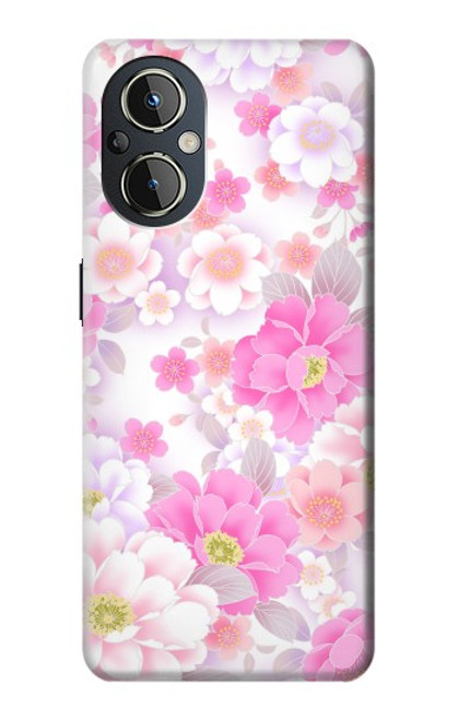 W3036 Pink Sweet Flower Flora Hülle Schutzhülle Taschen und Leder Flip für OnePlus Nord N20 5G