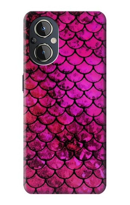 W3051 Pink Mermaid Fish Scale Hülle Schutzhülle Taschen und Leder Flip für OnePlus Nord N20 5G