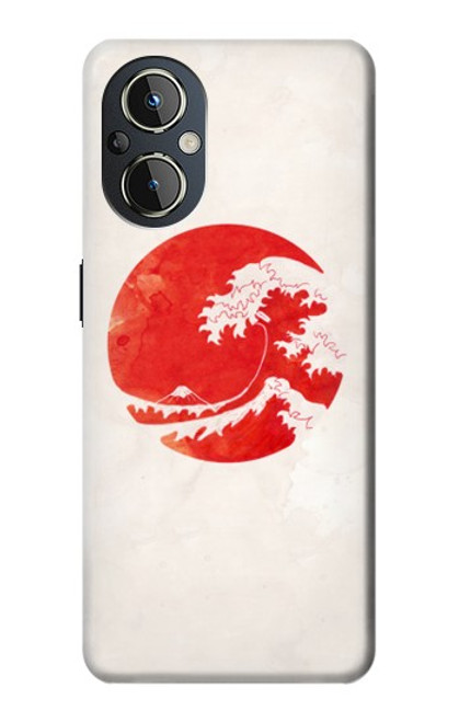 W3237 Waves Japan Flag Hülle Schutzhülle Taschen und Leder Flip für OnePlus Nord N20 5G