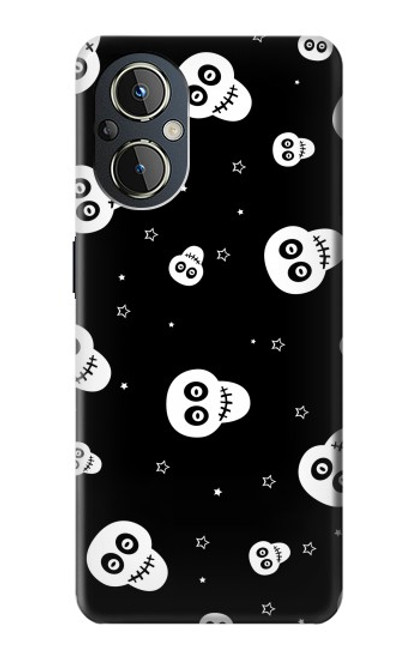 W3261 Smile Skull Halloween Pattern Hülle Schutzhülle Taschen und Leder Flip für OnePlus Nord N20 5G