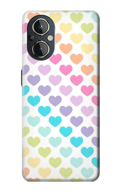 W3499 Colorful Heart Pattern Hülle Schutzhülle Taschen und Leder Flip für OnePlus Nord N20 5G