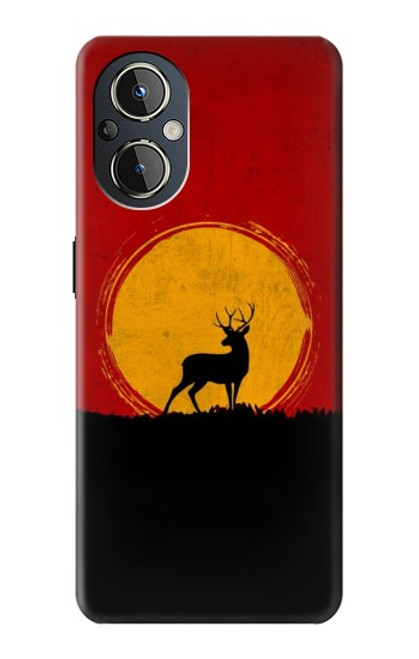 W3513 Deer Sunset Hülle Schutzhülle Taschen und Leder Flip für OnePlus Nord N20 5G