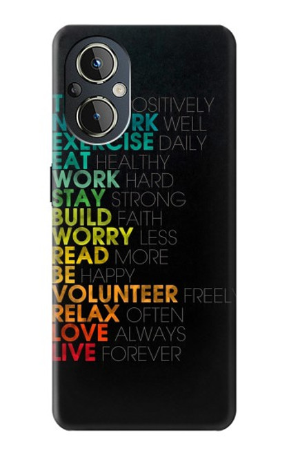 W3523 Think Positive Words Quotes Hülle Schutzhülle Taschen und Leder Flip für OnePlus Nord N20 5G
