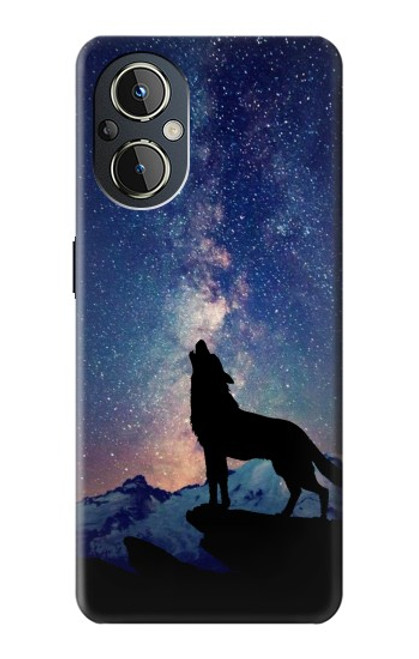 W3555 Wolf Howling Million Star Hülle Schutzhülle Taschen und Leder Flip für OnePlus Nord N20 5G