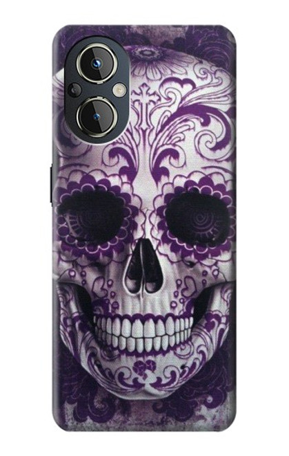 W3582 Purple Sugar Skull Hülle Schutzhülle Taschen und Leder Flip für OnePlus Nord N20 5G