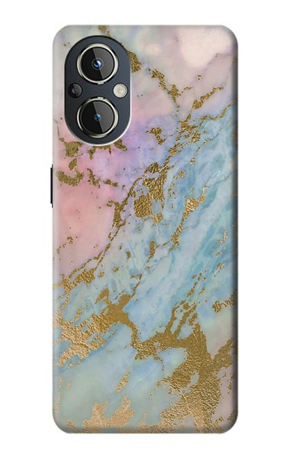 W3717 Rose Gold Blue Pastel Marble Graphic Printed Hülle Schutzhülle Taschen und Leder Flip für OnePlus Nord N20 5G