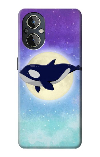 W3807 Killer Whale Orca Moon Pastel Fantasy Hülle Schutzhülle Taschen und Leder Flip für OnePlus Nord N20 5G