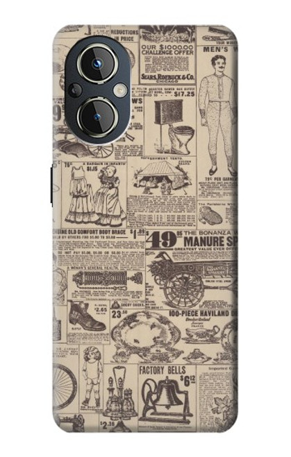 W3819 Retro Vintage Paper Hülle Schutzhülle Taschen und Leder Flip für OnePlus Nord N20 5G