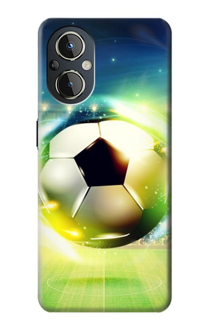 W3844 Glowing Football Soccer Ball Hülle Schutzhülle Taschen und Leder Flip für OnePlus Nord N20 5G