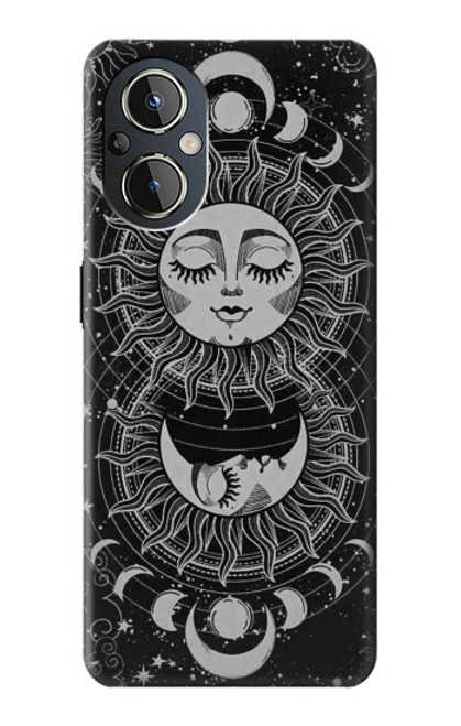 W3854 Mystical Sun Face Crescent Moon Hülle Schutzhülle Taschen und Leder Flip für OnePlus Nord N20 5G