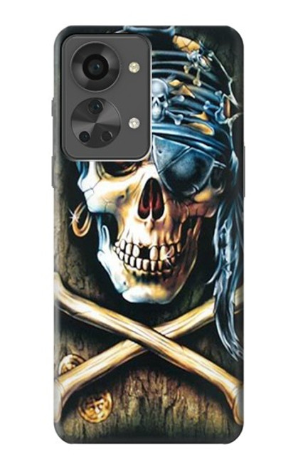 W0151 Pirate Skull Punk Rock Hülle Schutzhülle Taschen und Leder Flip für OnePlus Nord 2T